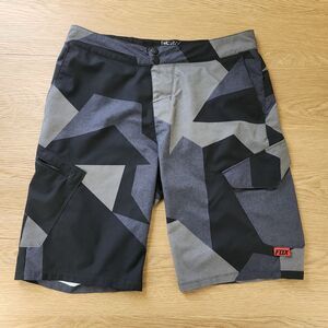 Fox Racing Camo Cargo Shorts Mens 36 Black Gray Utility Geometric Embroidered